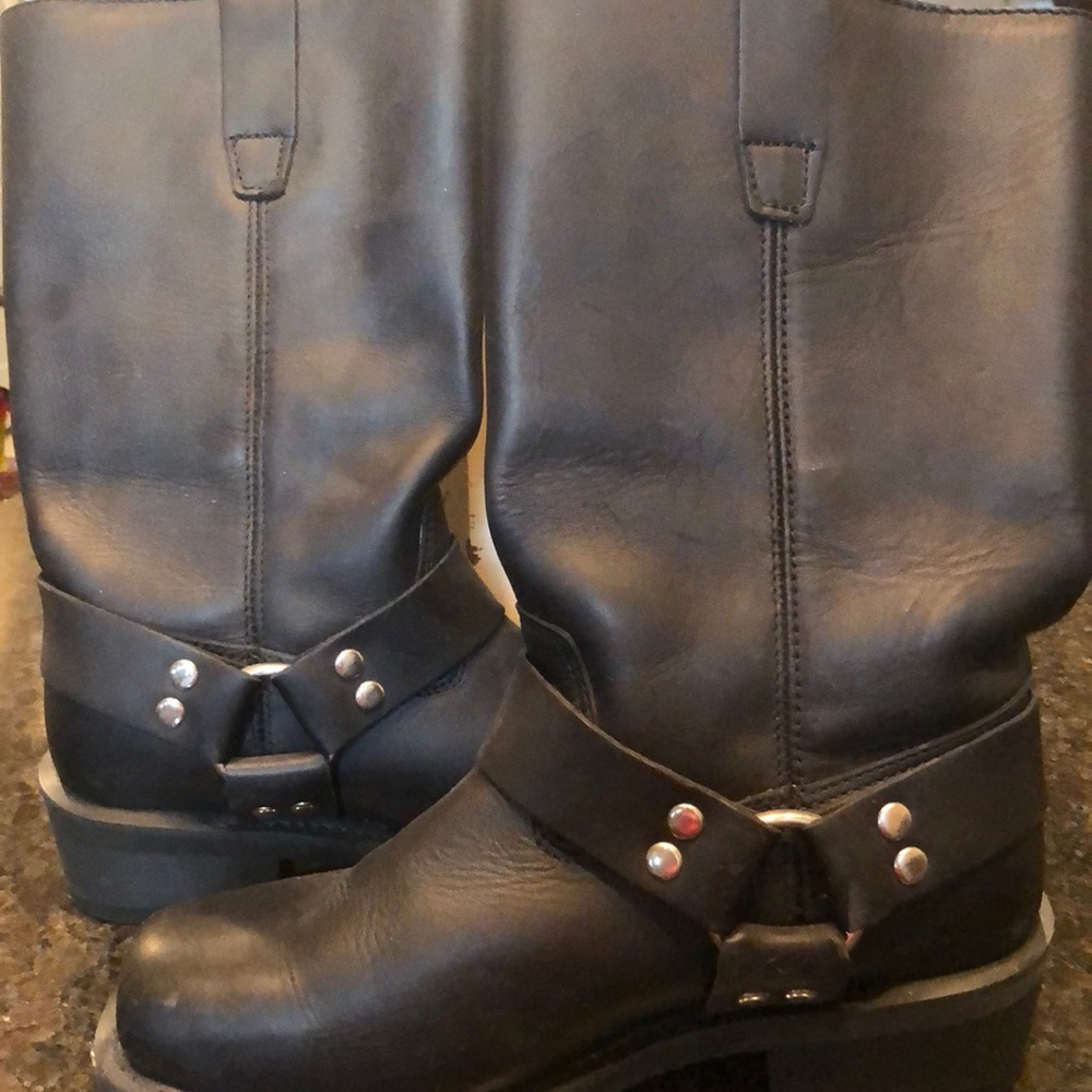 Black leather boots